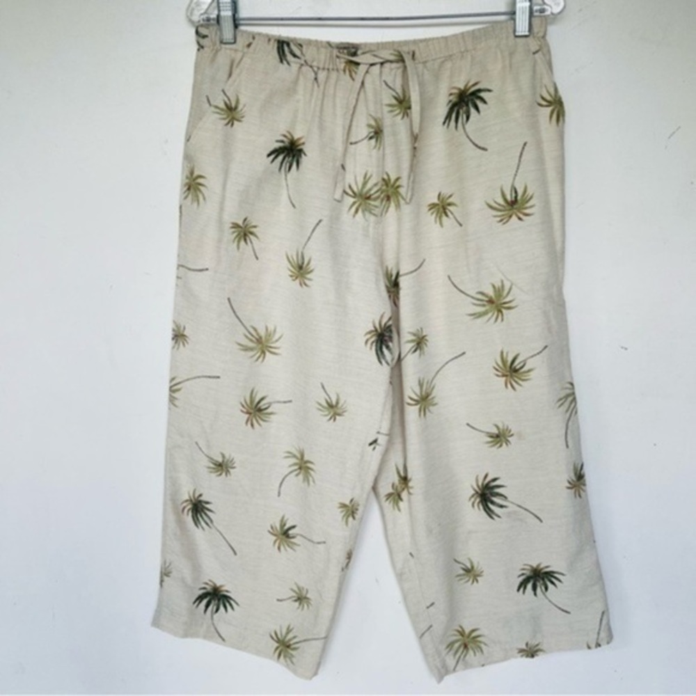 Laua‎ Silk Pants Size Large Tropical Vacation Palm Prints